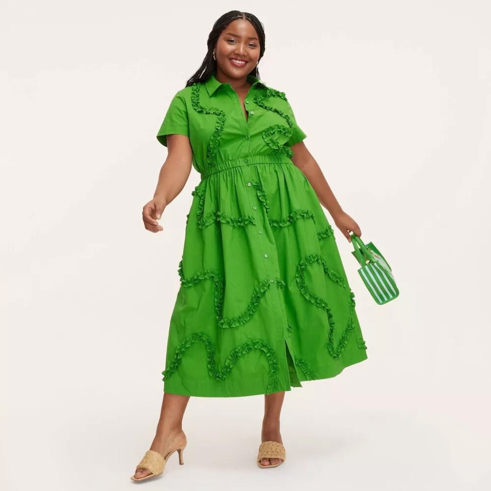 Kate Spade x Target Green Ribbon Midi Dress XXL